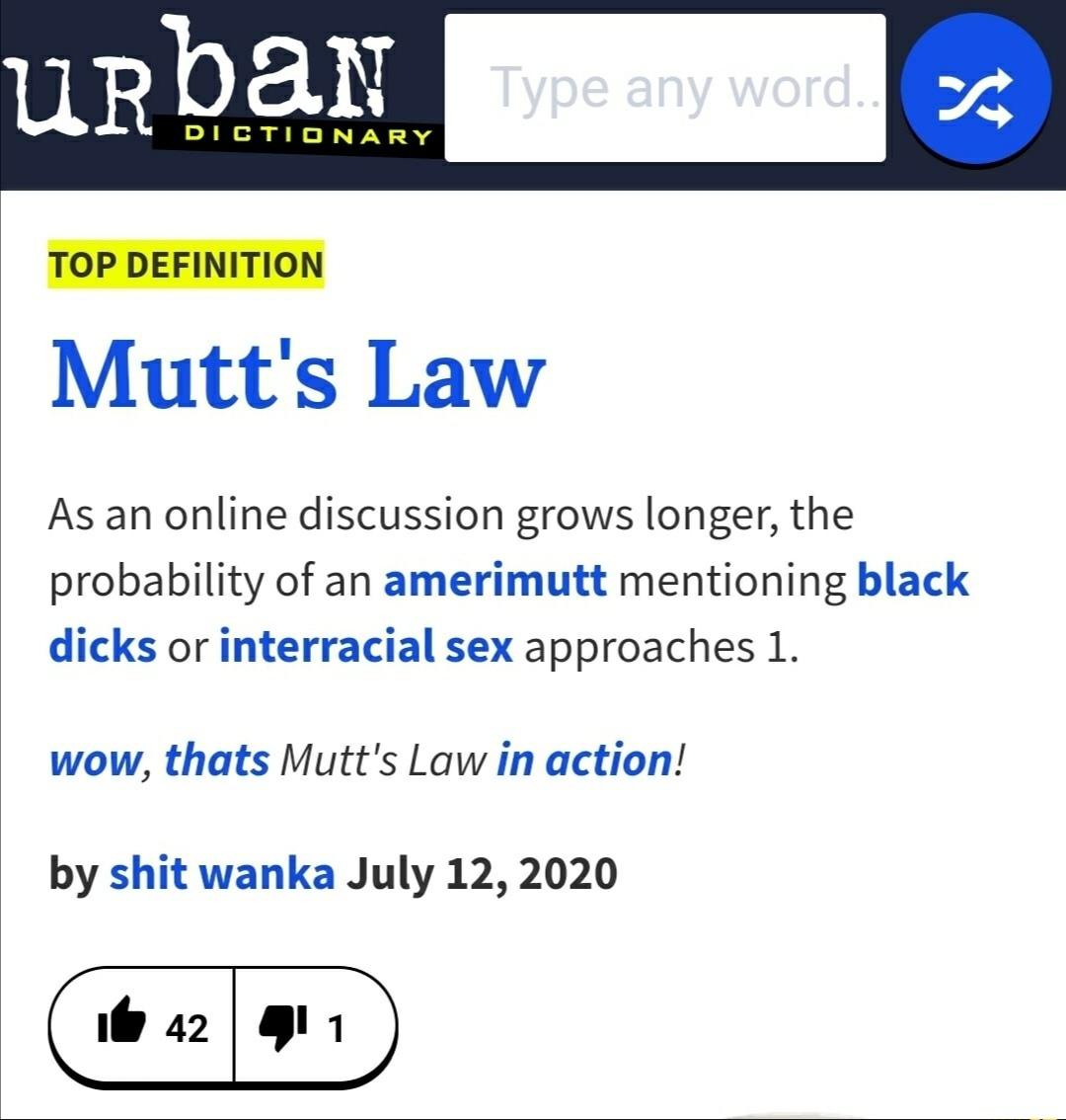 Urban Dictionary's Top Definition Mutt's Law Know Your Meme
