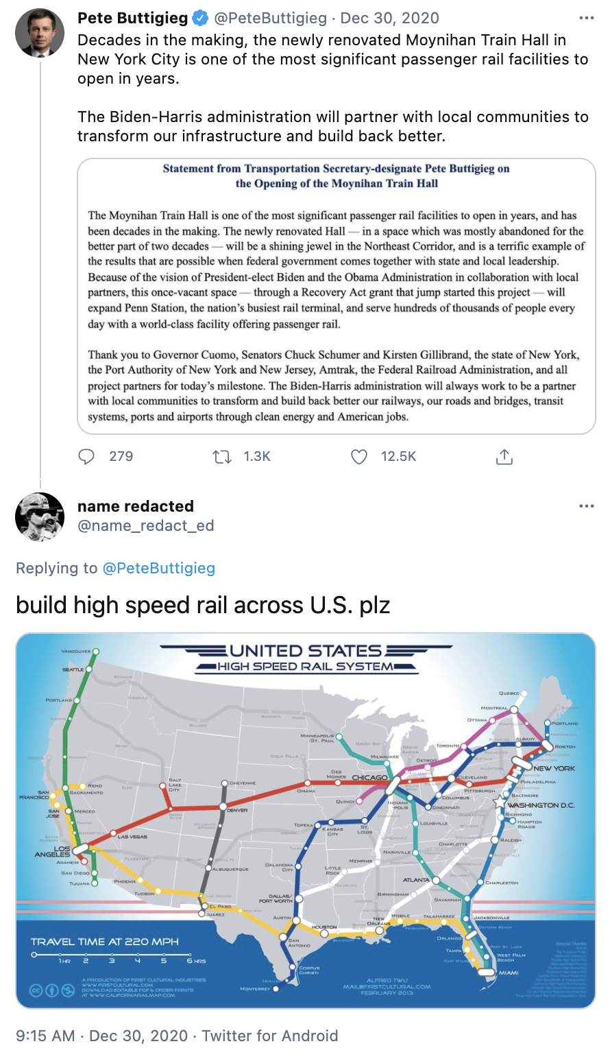 build high speed rail across U.S. plz United States High Speed Rail