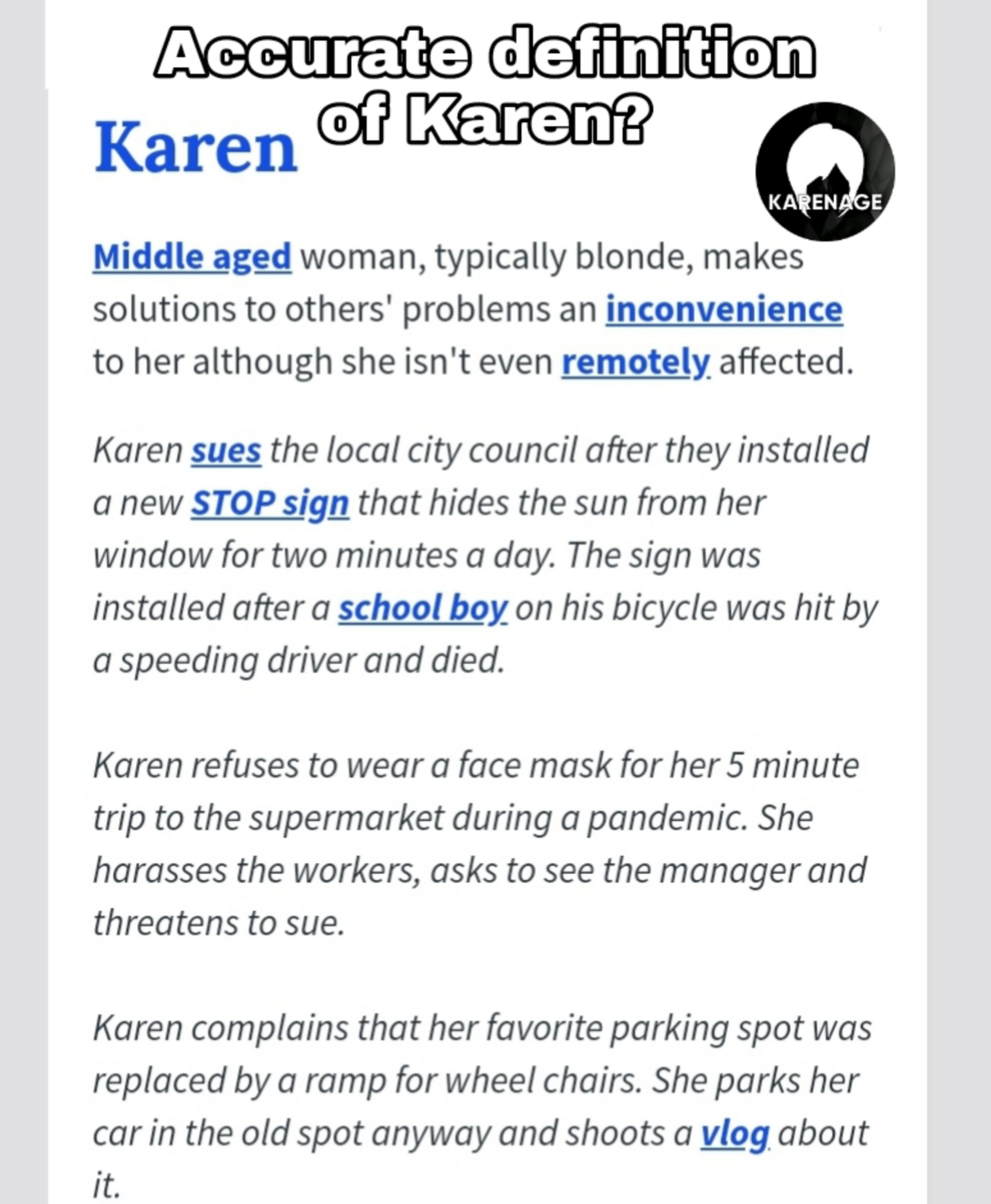 What is your definition of "Karen"? /r/FuckYouKaren Karen Know Your Meme