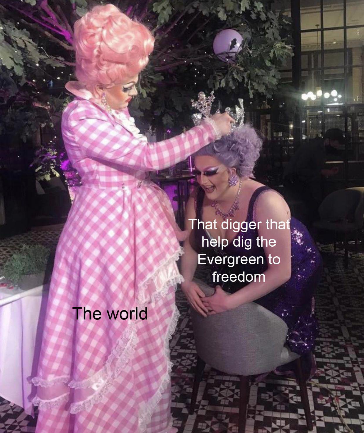 Scoop, there it is Excavator Digging Out Suez Canal Ship Know Your Meme