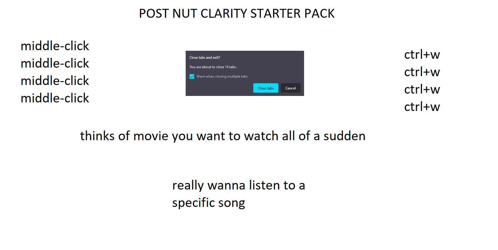 post nut clarity starter pack | /starterpacks | Post-Nut Clarity