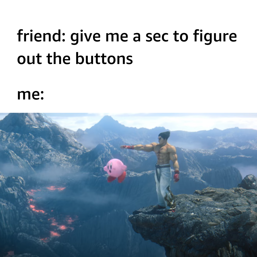 Kazuya Shows No Mercy Kazuya Dropping Kirby Off a Cliff Know Your Meme