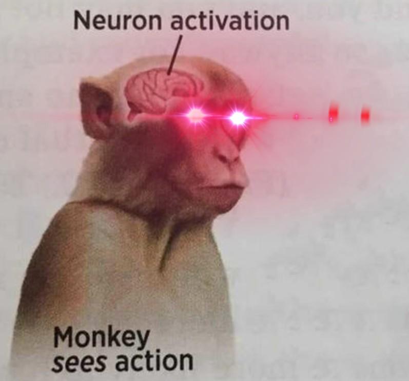 Glowing eyes version Monkey Sees Action / Neuron Activation Know