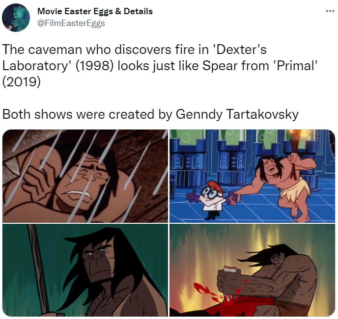 The caveman who discovers fire in 'Dexter's Laboratory' (1998) looks