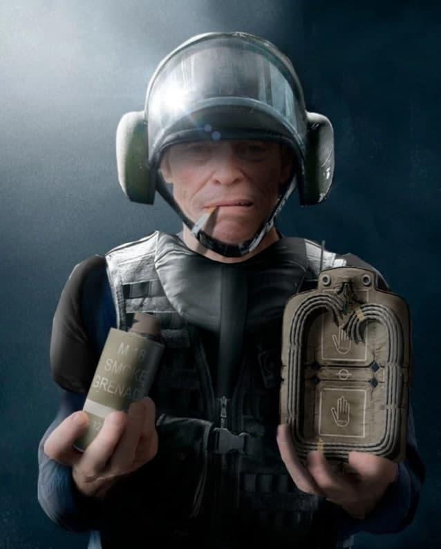 Mira Dafoe Willem Dafoe Smoking Cigarette With Two Oranges One of Them Moldy Know Your Meme