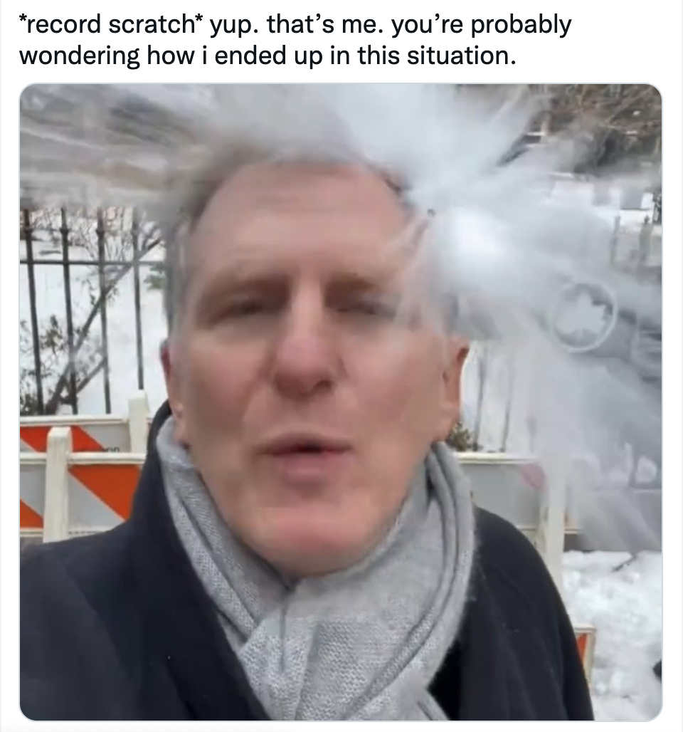 Record Scratch Michael Rapaport Getting Hit By A Snowball Know Your Meme