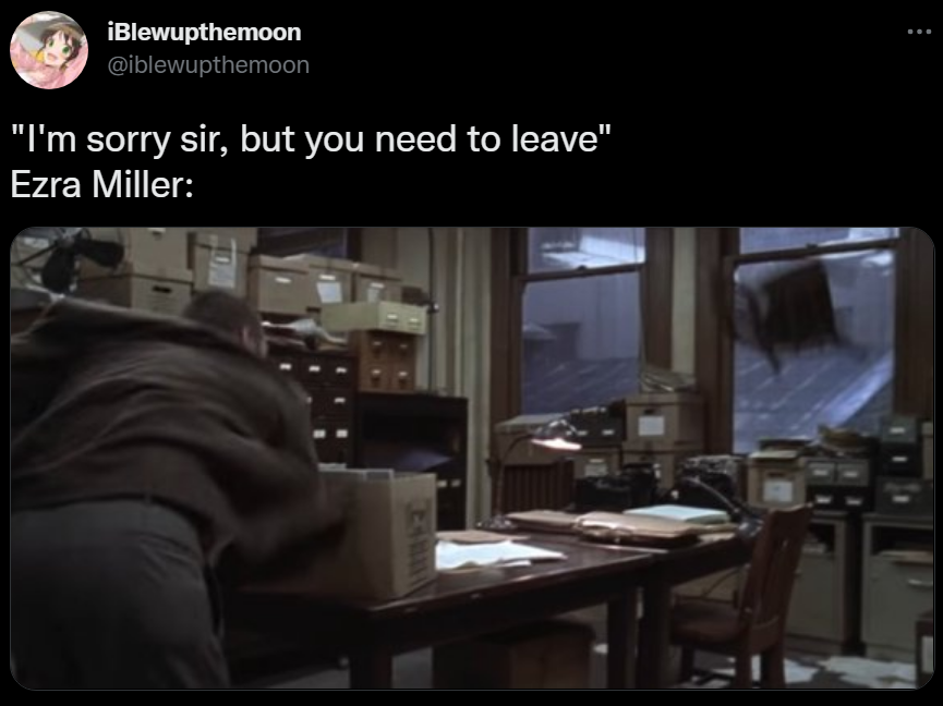 The Chair Give Him The Chair "The chair! Give him the chair!" | Ezra Miller | Know Your Meme