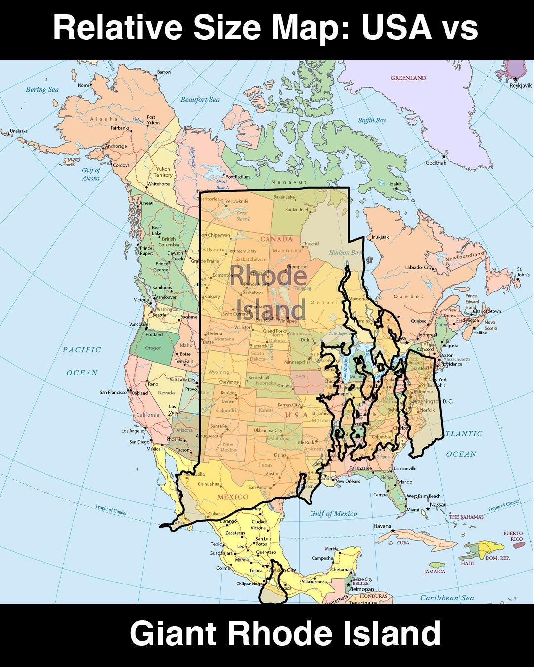 Rhode Island On World Map Relative Map Size: Usa Vs. Giant Rhode Island | Relative Map Sizes / How  Big Africa Really Is | Know Your Meme