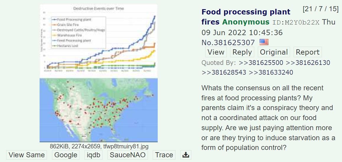 "Whats the consensus on all the recent fires at food processing plants