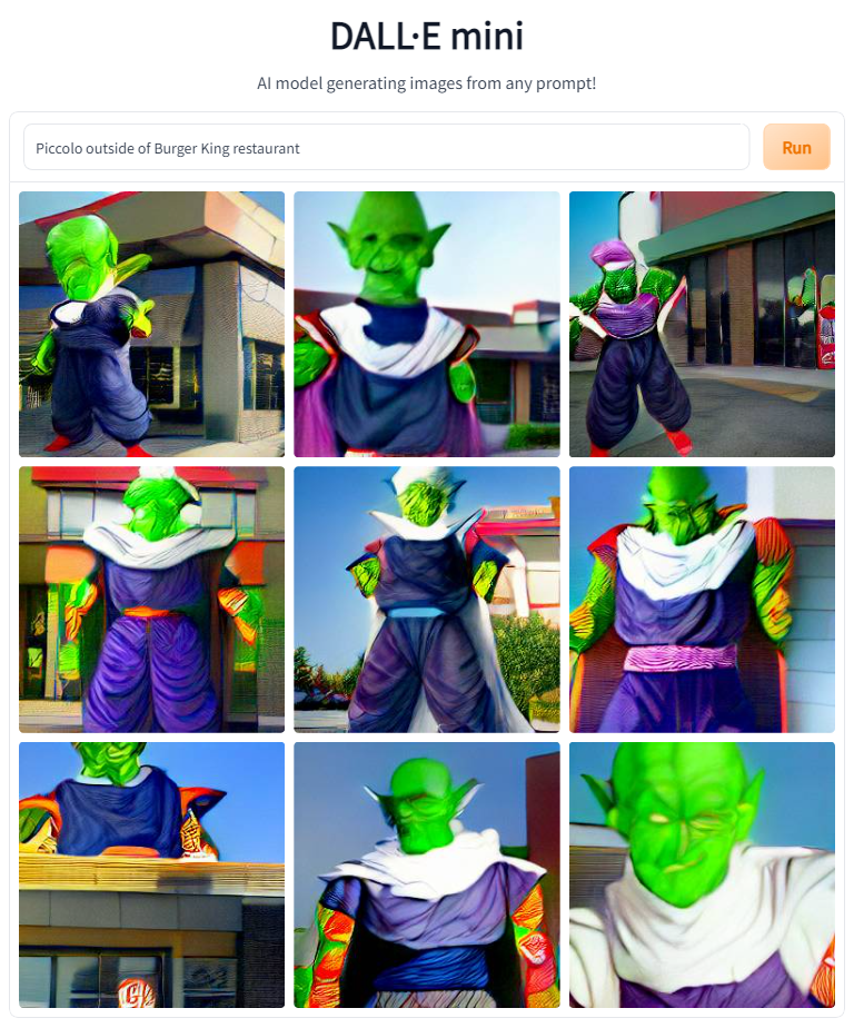 Piccolo goes to Burger King DALLE mini / Craiyon Know Your Meme