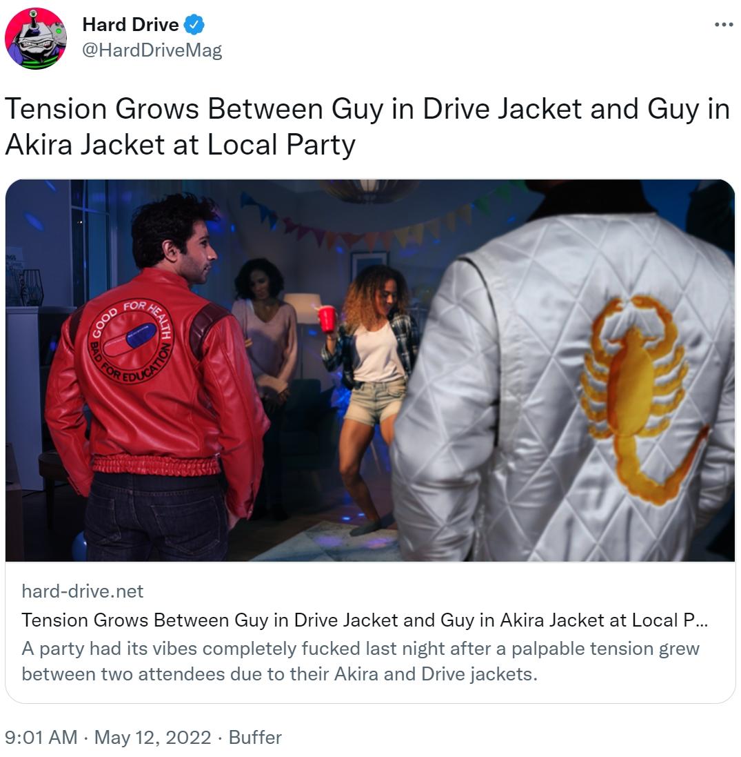 Tension Grows Between Guy in Drive Jacket and Guy in Akira Jacket at
