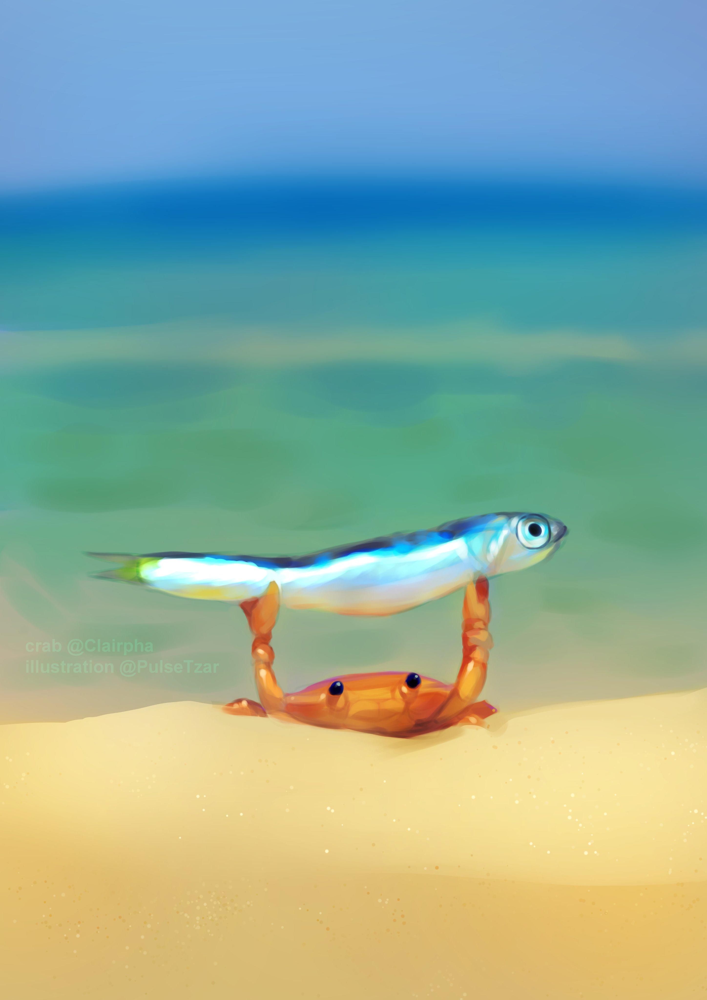 Crab Holding Up a Fish Fan Art by PulseTzar Crab Holding Up a Fish