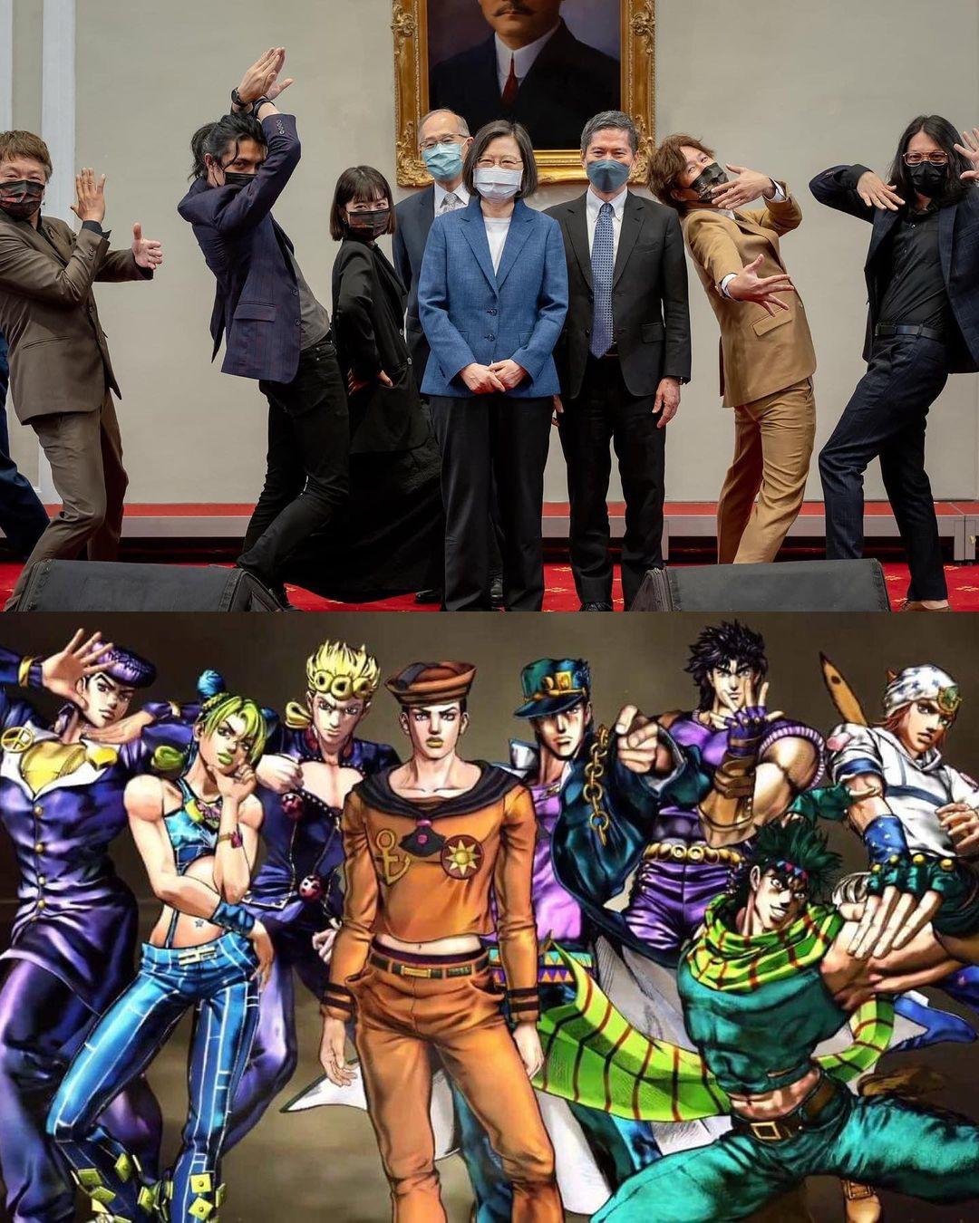 Design award winners jojo posing with Taiwan's president Tsai Ing Wen