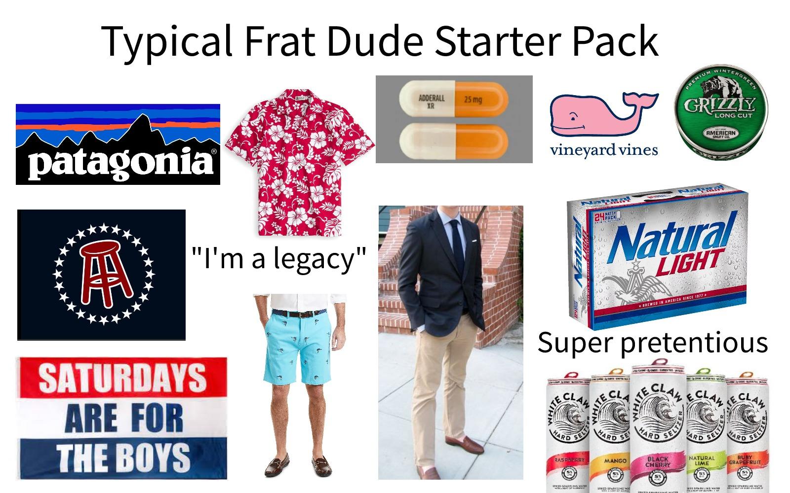 Typical Frat Dude Starter Pack /r/starterpacks Starter Packs Know Your Meme