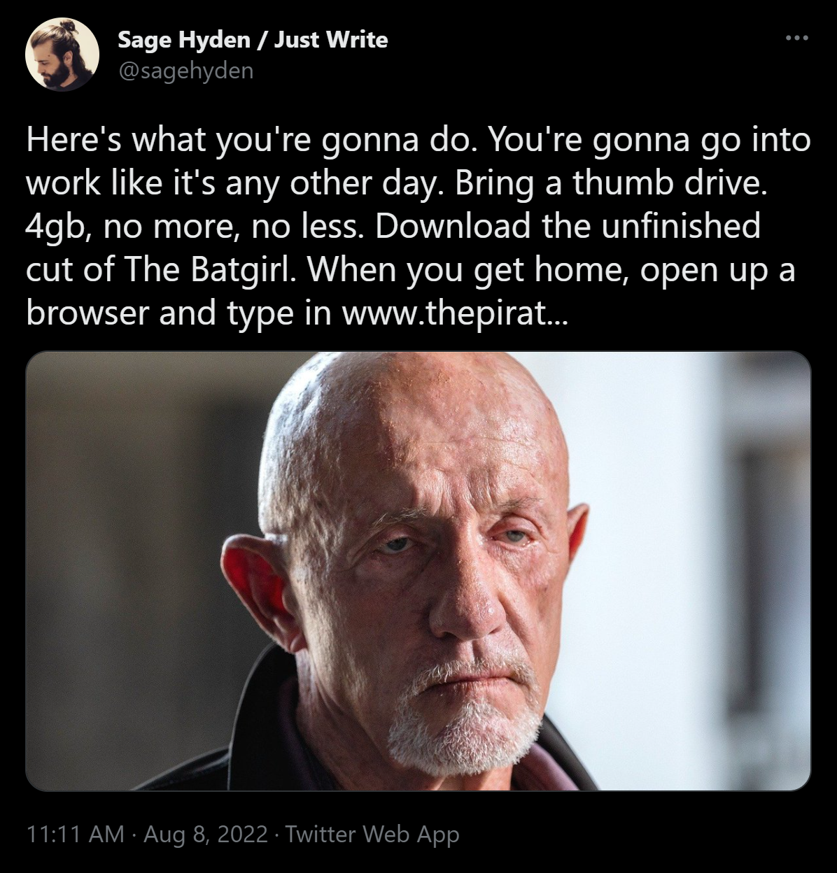 Here's what you're gonna do. You're gonna go into work like it's any