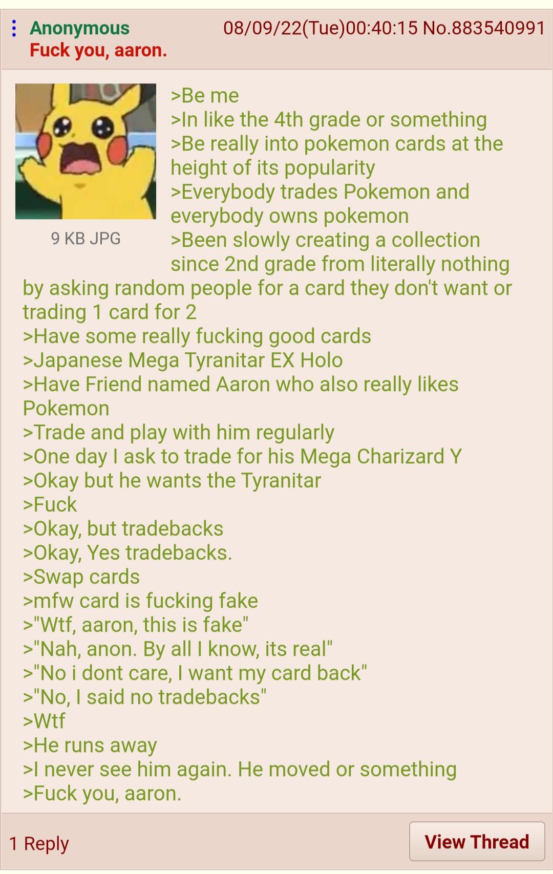 Anon had pokémon cards | /r/Greentext | Greentext Stories | Know Your Meme