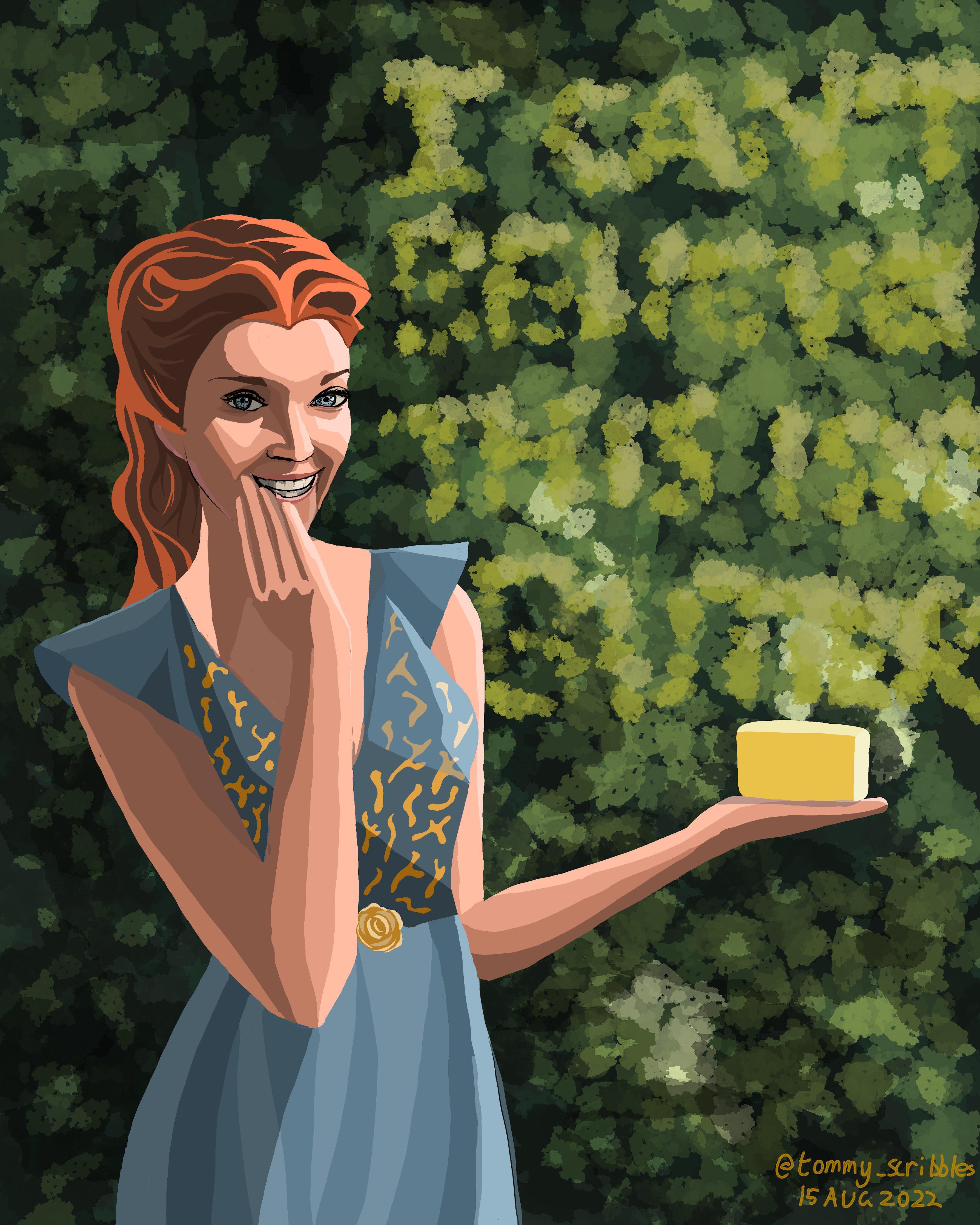 I drew Margaery, who just discovered margarine and can't believe that