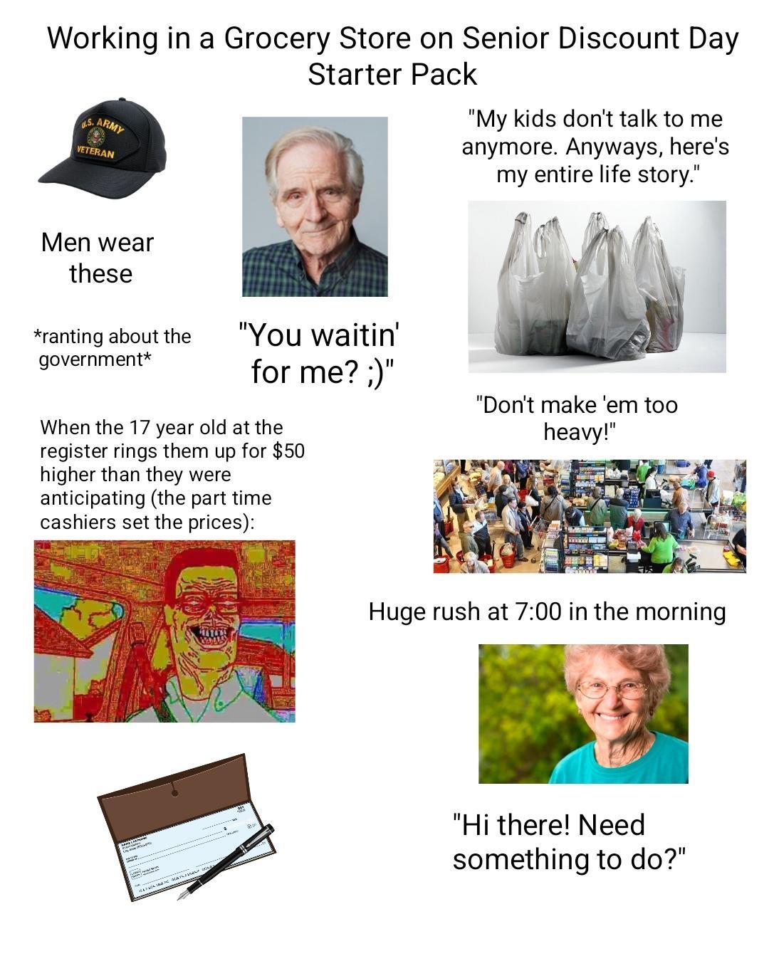 Working in a Grocery Store on Senior Discount Day Starter Pack /r
