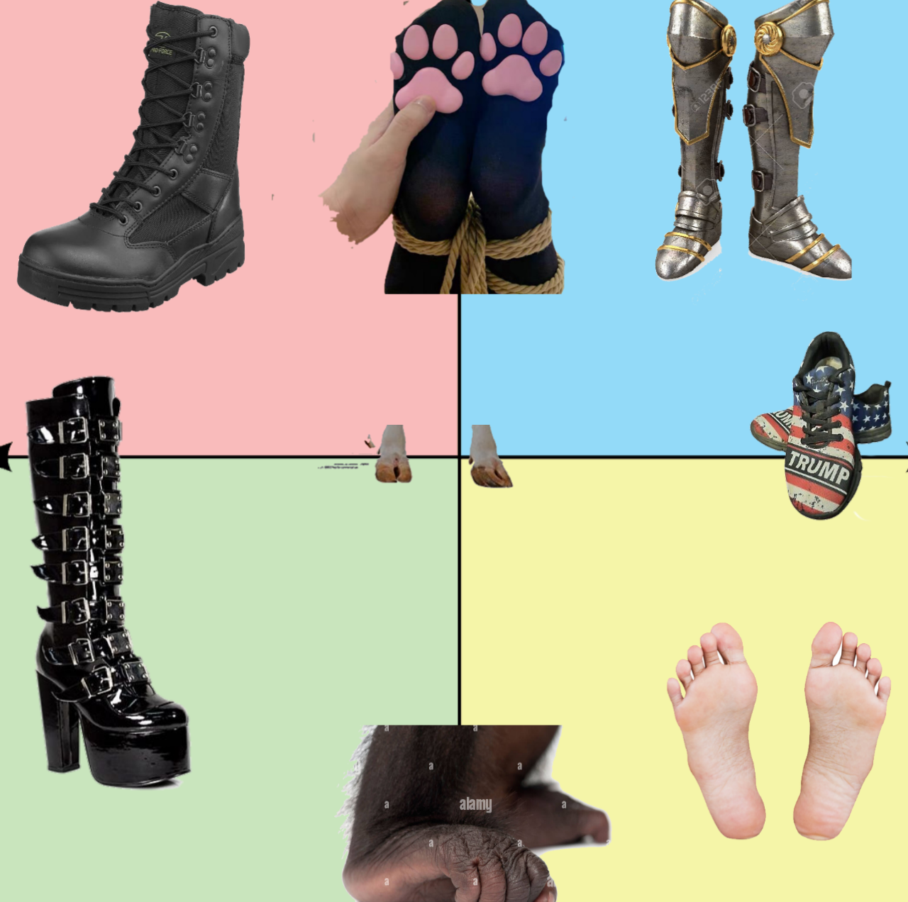 political compass but it's the most foot/bootlicked of each quadrant