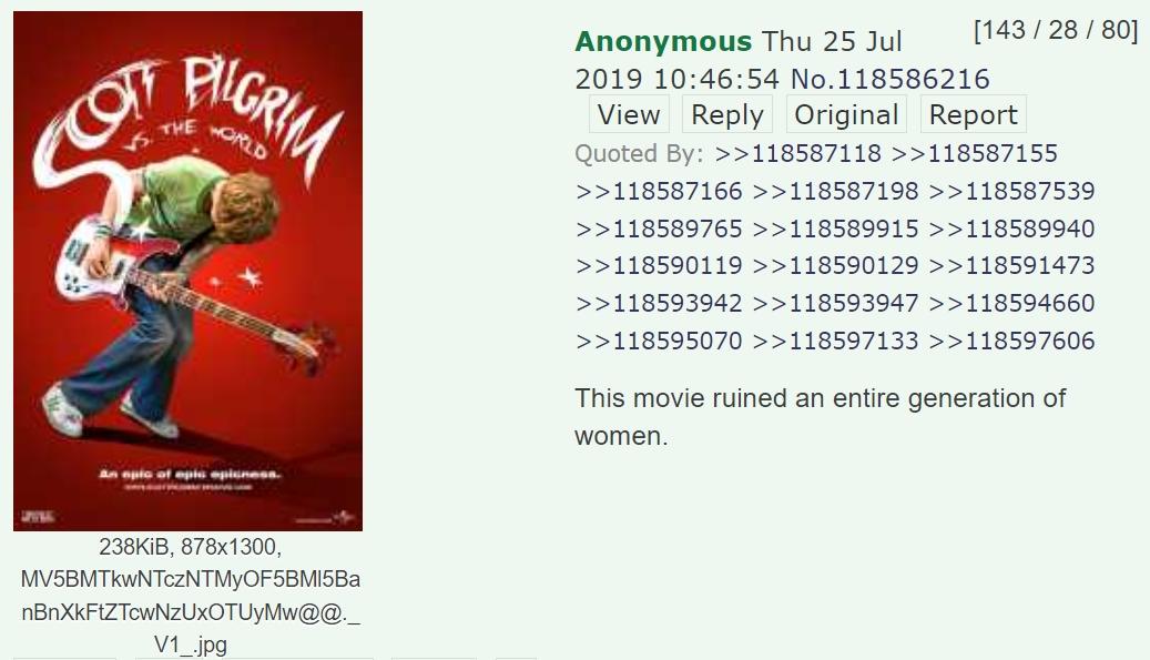 "This movie ruined an entire generation of women." | Scott Pilgrim vs