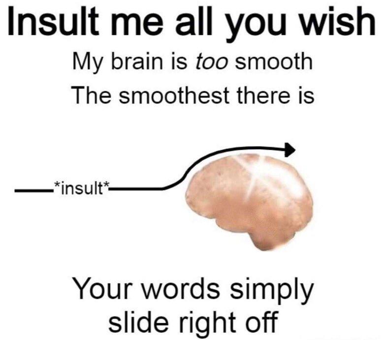Insult Me All You Wish My Brain Is Too Smooth The Smoothest There Is