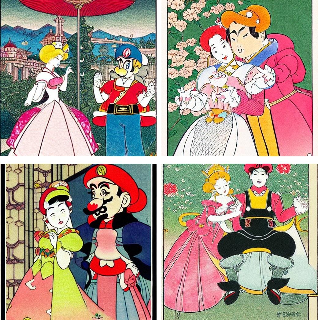 Princess Peach Meets Mario By Suzuki Harunobu Stable Diffusion Know 