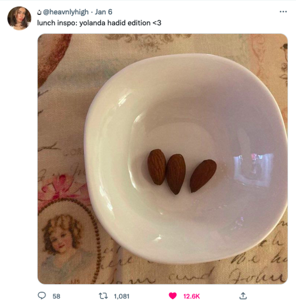 Yolanda Hadid Tweet Yolanda Hadid's Almond Diet Know Your Meme