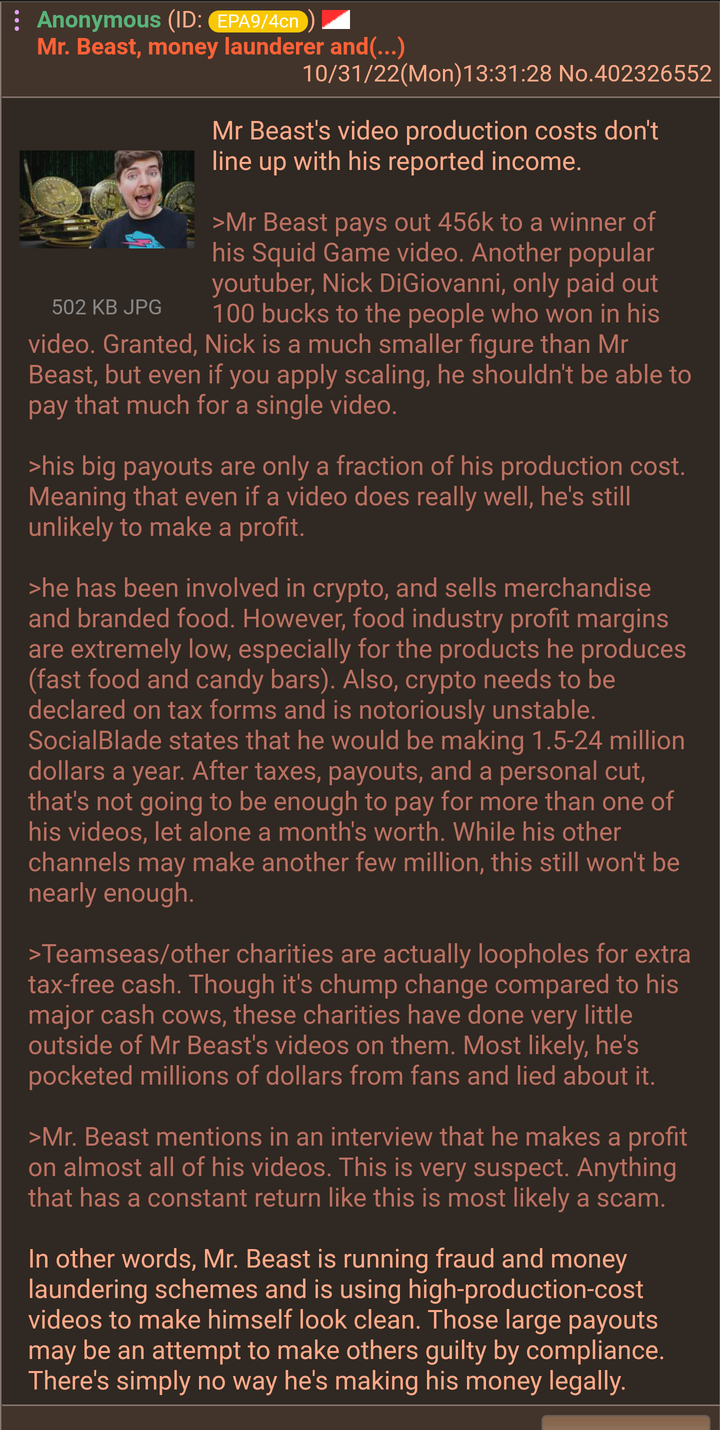 Anon is suspicious of MrBeast | /r/Greentext | Greentext Stories | Know  Your Meme