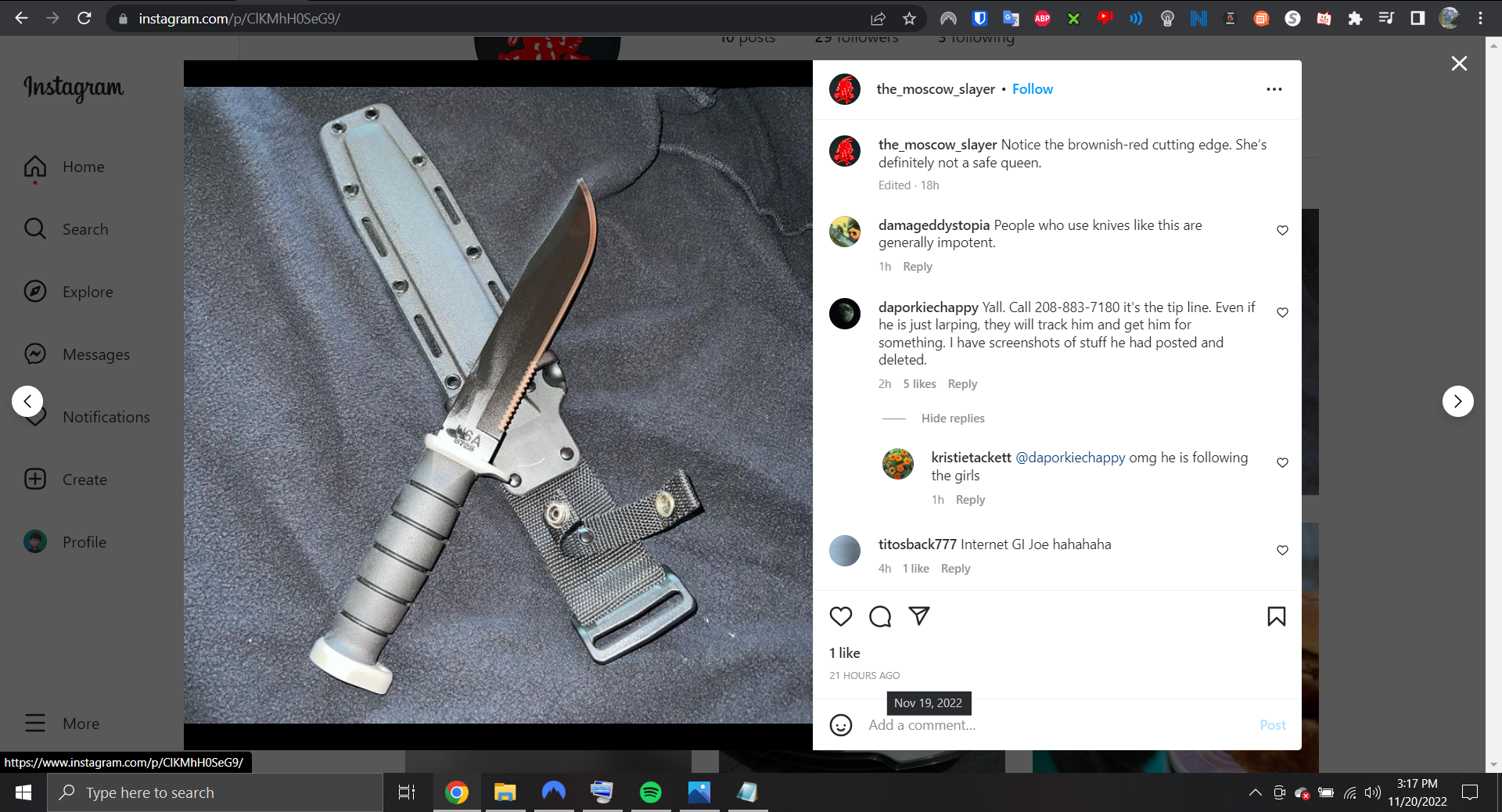 The Knife Allegedly Used In Idaho Murders unconfirmed