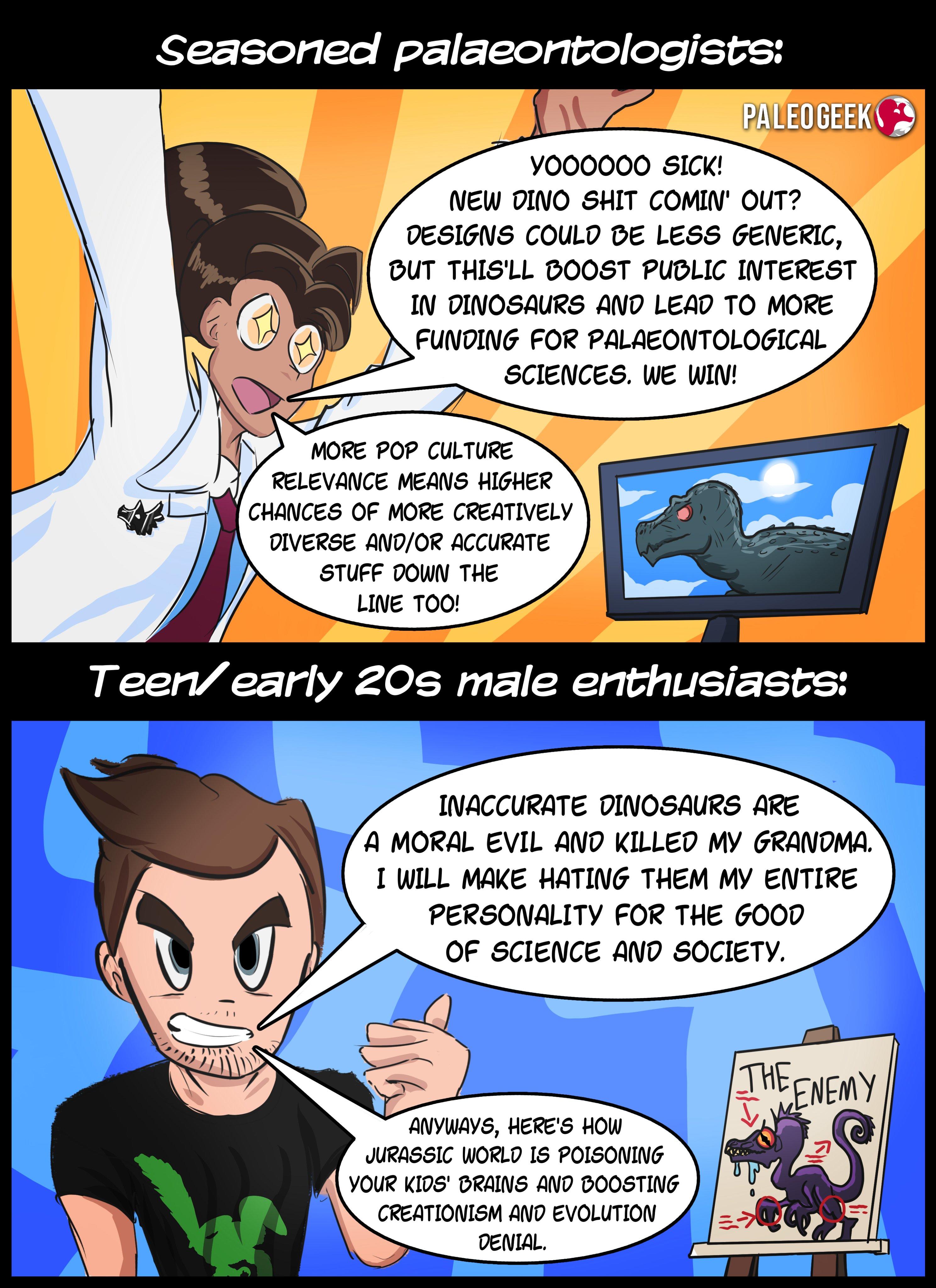 Paleontologist vs paleo enthusiast New Dinosaur media Awesomebro