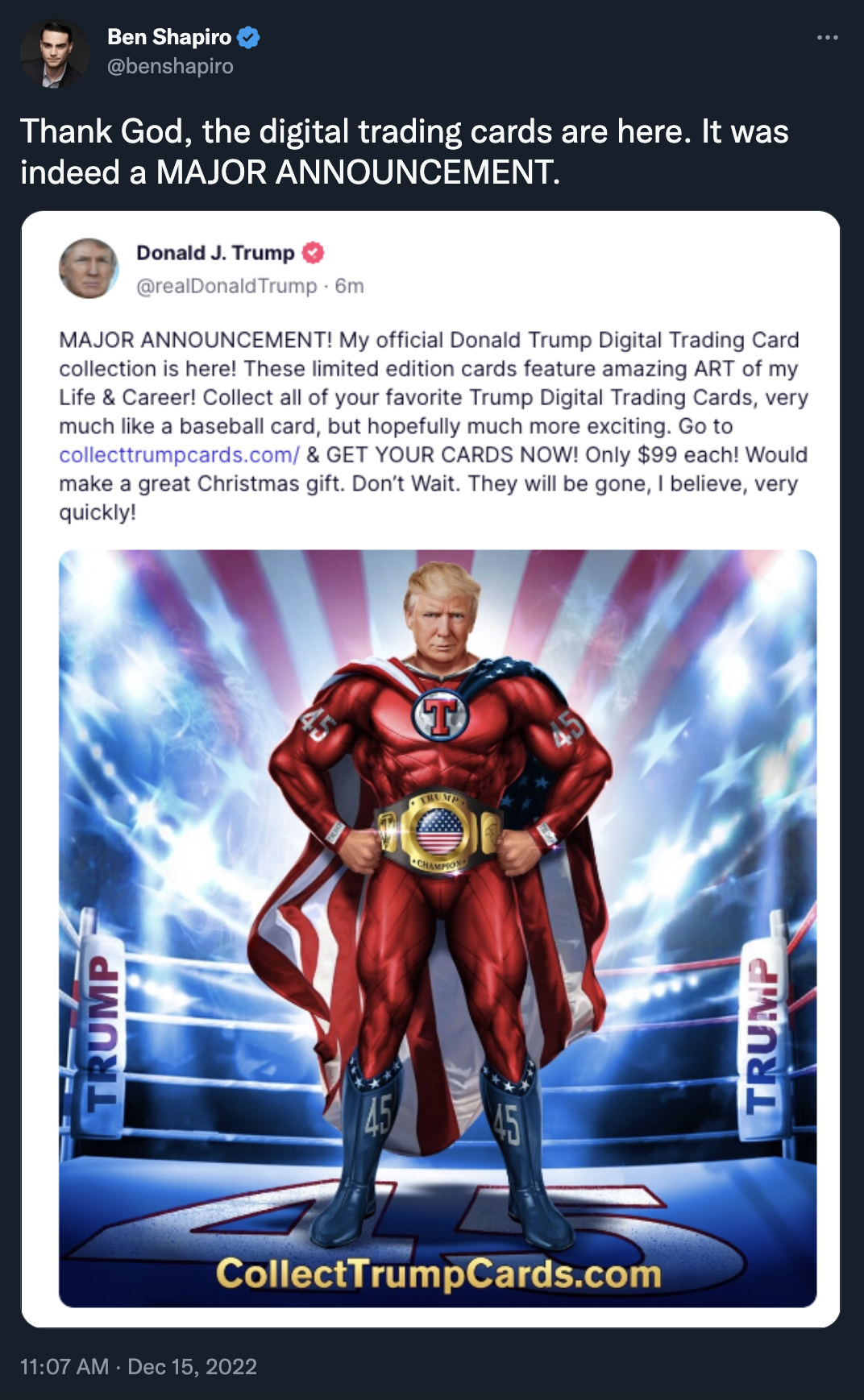 Donald Trump Nft (Ben Shapiro Twitter) | Donald Trump Nfts | Know Your Meme