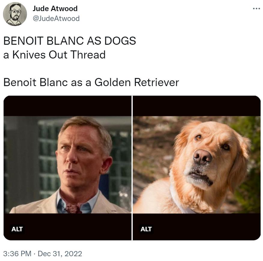 Benoit Blanc as a Golden Retriever Benoit Blanc Know Your Meme