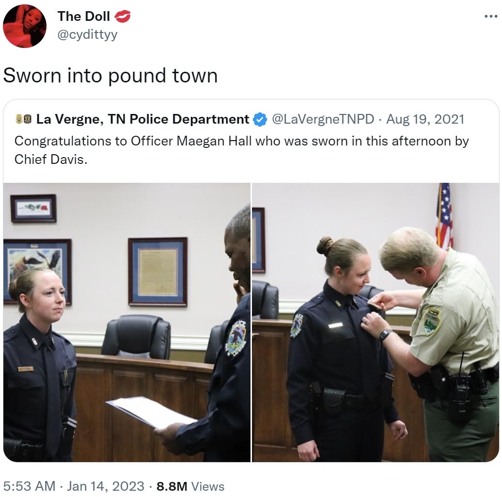 Sworn into pound town Female Cop Maegan Hall / Tennessee Police Sex