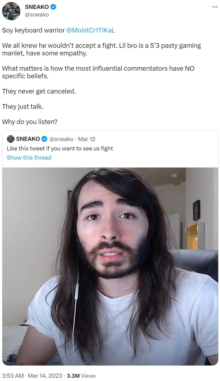 Soy Keyboard Warrior Moistcr1tikal Sneako Vs Cr1tikal Beef Know