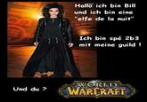 Hallo ich bin Bill und ich bin ein elfe de la nuit" Ich bin spé 2b3 mit meine guild! WORLD WARNT Und du?
