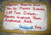 Rickrolled birthday cake