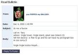 Read Bulletin From: You POPPED my BALLOON Date Dec 4, 2005 1:49 PM Subject: do me a favore call mr. fairy adress: tingle tower, tingle island, great sea (island c3) tell him david jr. is free to go and he can have my pictograph box im soo sorry <3 Body: tingle tingle kooloo-limpah... -Reply To Poster-