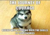 TUE JOORNEY COURAGE BEGINSWITH STEPPING OVER THE SKULLS OF YOUR ENEMIES
