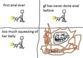 first a--- ever gf has never done a--- before too much squeezing of her belly S--- happens