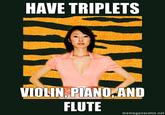 HAVE TRIPLETS VIOLIN PIANO AND FLUTE memegenerator.net