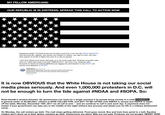 MY FELLOW AMERICANS: OUR REPUBLIC IS IN DISTRESS; SPREAD THIS CALL TO ACTION NOW Disgusting outrage! The White House has the balls to post this on the very day #NDAA and #SOPA near becoming law; together, they destroy your freedom of speech, your right to a trial, and many other aspects of the Bill of Rights that most of us take for granted I dont think Obama even knows what goes up on his social media feed. Whatever smug little creep mans his Twitter feed needs to be fired, IMMEDIATELY. Not funny at all, especially when thousands of people are tweeting @WhiteHouse begging the administration to veto #NDAA and provide vocal opposition to #SOPA. whitehouse The White House Happy Bill of Rights Day! The US continues to stand with citizens & governments around the world who empower free expression. #FreeToTweet 18 hours ago It is now OBVIOUS that the White House is not taking our social media pleas seriously. And even 1,000,000 protesters in D.C. will not be enough to turn the tide against #NDAA and #SOPA. So Read Gandhi's protest theories. No government can exist for a single moment if its people bring society to a total STANDSTILL A general strike of 30,000,000+ citizens is NOW CALLED FOR, and NOT TO BE LIFTED until #NDAA is vetoed and #SOPA is taken off the table. Monday, December 19th, 2011 we all call in sick -- and we continue to call in sick each day. A paycheck does not matter if your government can take you in the middle of the night without due process and detain you for life in a military detainment camp TEDur til#NDAA and we contin LI thee ald all nsick ur government cantake you On Monday, the call centers go dark. The mail stops getting delivered. Food goes rancid. Bus and train lines grind to a halt. Equities traders don't show up at their desks; markets go dark. Classrooms are silent. Bills are not paid. Products are not bought. RESIST NOW.