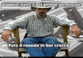 Daughterdatesaboywithout permission Puts 9 rounds in hercrotch