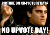PICTURE ON NO-PICTURE DAY? NO UPVOTE DAY! quickmeme.co