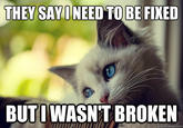 THEY SAYINEED TO BE FIXED BUTI WASNT BROKEN quickmeme.com