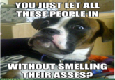 YOUJUST LET ALL THESE PEOPLEIN WITHOUT SMELLING THEIRASSES? MEMEBASE.com