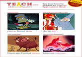 Teacher Appreciation Week Facebook Tagging Game 7 AG Tag Your Favorite Teacher for Teacher COM MAKE A DIFFERENCE Appreciation Week PINOCCHIO THE SWORD IN THE STONE Jiminy Cricket caring Merlin wise THE LION KING THE LITTLE MERMAID Timon and Pumbaa laid back Sebastian enthusiastic
