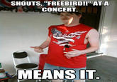 SHOUTS, "FREEBIRD!I" ATA CONCERT MEANS IT quickmeme.com
