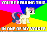 YOU'RE READING THIS IN ONE OF MY VOICES MyLIttle Brony.com text cartoon mammal vertebrate horse like mammal font clip art line
