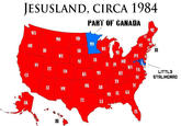 JESUSLAND, CIRCA 1984 PART OF GANADA ME WA MO NH OR MN NY MA ID WI RI PA N NE IA IL IN OR UT VA KY LITTL3 OK AR NM MS AL GA LA HI