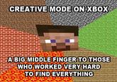 Creative Mode CREATIVE MODE ONXBOX A BIG MIDDLE FINGER TO THOSE WHO,WORKEDVERY HARD TO FIND EVERYTHING